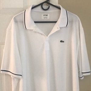 Lacoste sport shirt— white with black